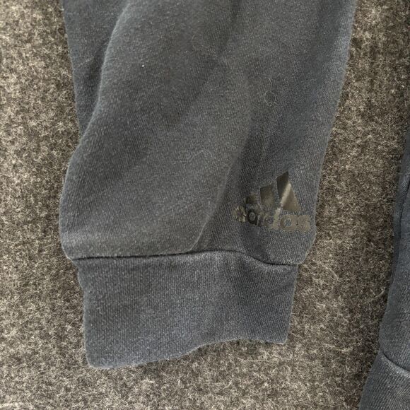 Adidas Hoodie Men's Medium Navy Blue Pullover Sweatshirt Athletic Thumb Holes - Picture 4 of 10